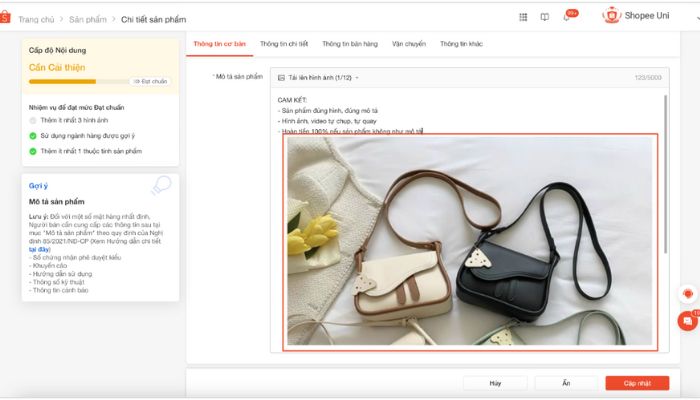 Kh&ocirc;ng tối ưu gian h&agrave;ng, m&ocirc; tả, h&igrave;nh ảnh sản phẩm